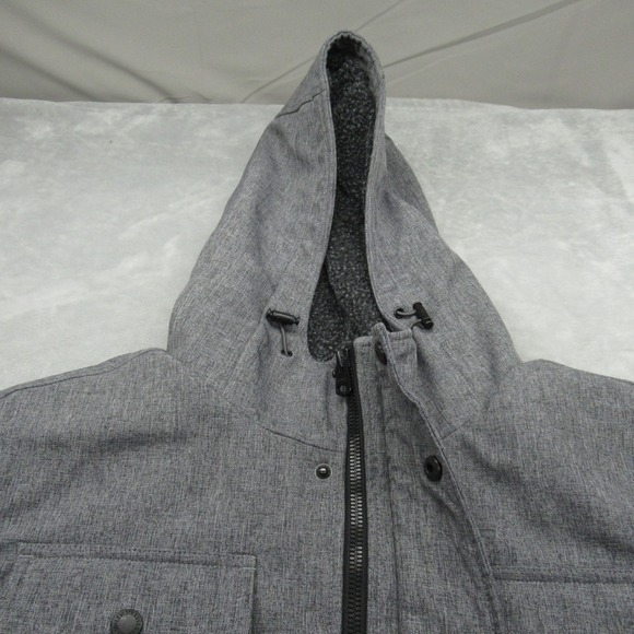 Levis Jacket Men Large Gray Sherpa Lined Water Resistant Hooded Full Zip Trucker - Picture 9 of 15